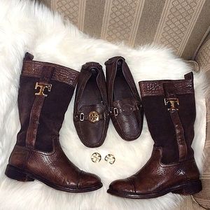 Bundle Tory Burch Corey Boots & Harrison Driving Mic Loafers